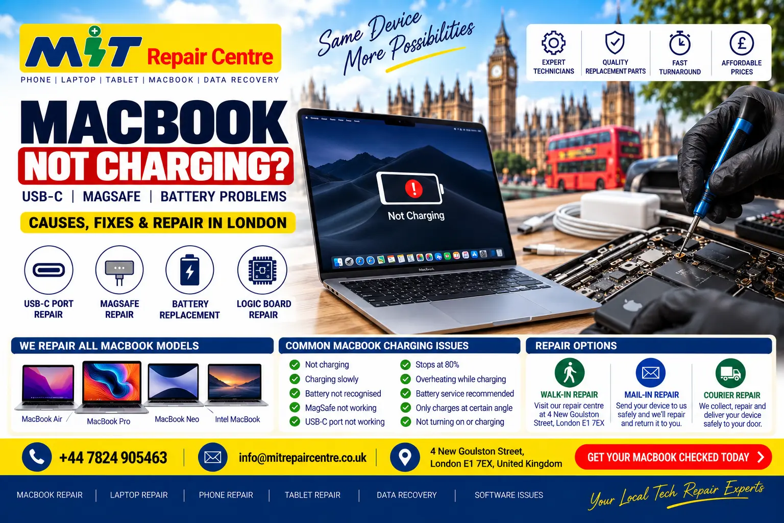 MacBook Not Charging? 10 Common Causes & MacBook Charging Repair in London (2026)
